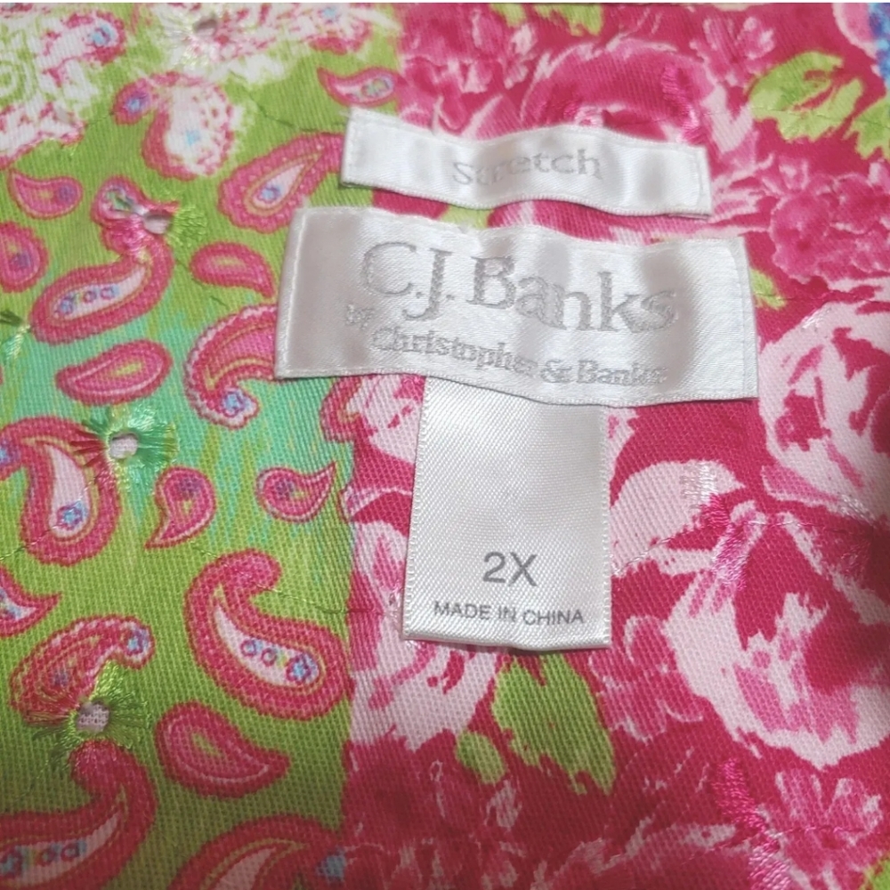 Boho Jacket Patchwork Pailsey Stretch Pink Floral… - image 5